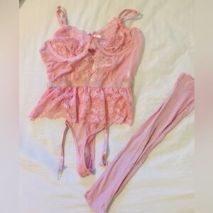 Women’s Babydoll Lace Sheer Garter Set
